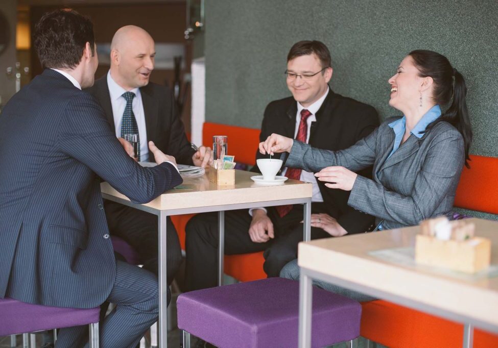 Business team having fun on coffee break